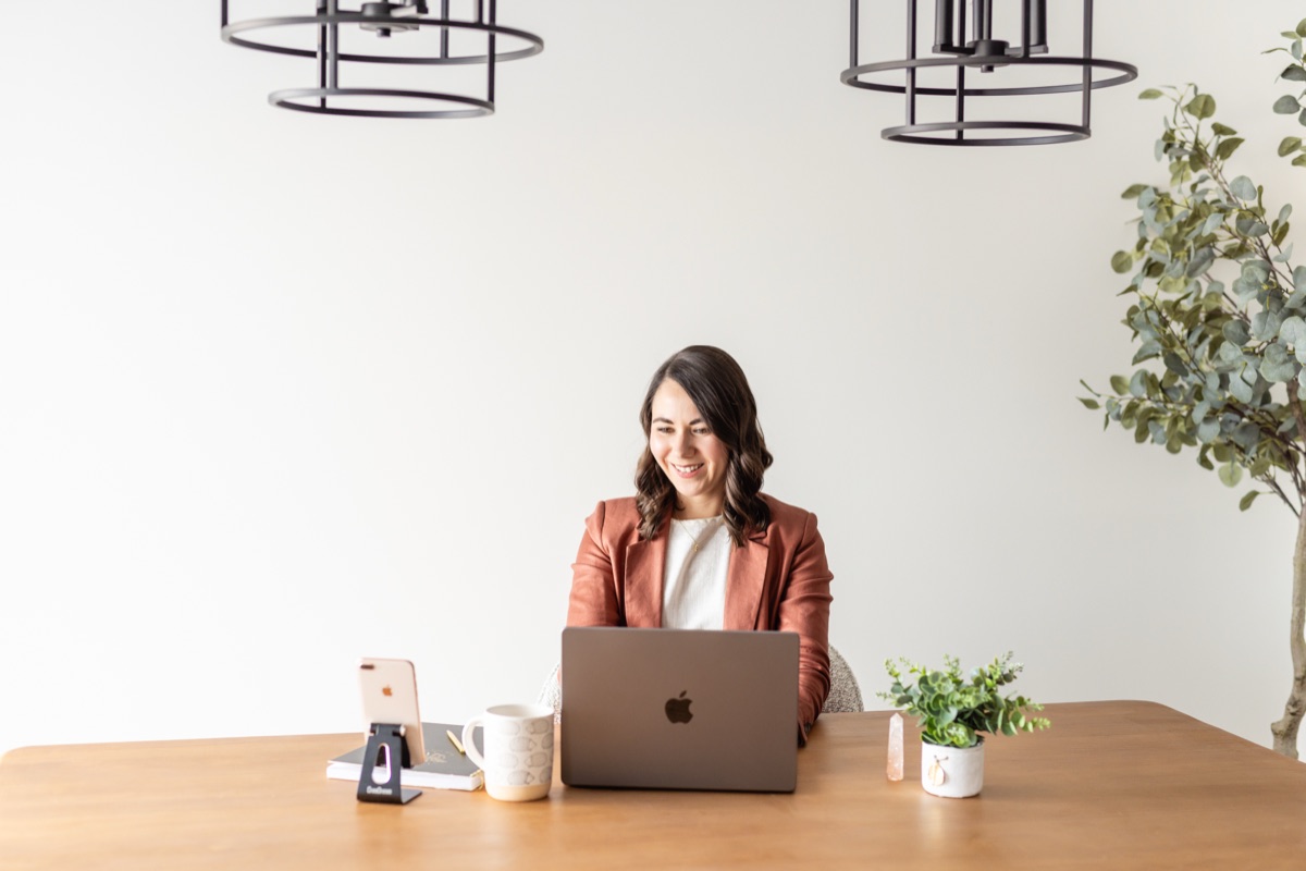 Brittany working at laptop
